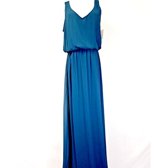 Show Me Your Mumu Kendall Maxi Dress Deep Jade Chiffon Bridesmaid‎ Small S - Picture 2 of 10